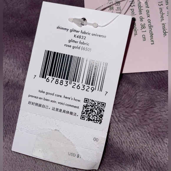 NWT - Kate Spade Rose Gold Shimmy Glitter Fabric Laptop Case - Picture 2 of 5